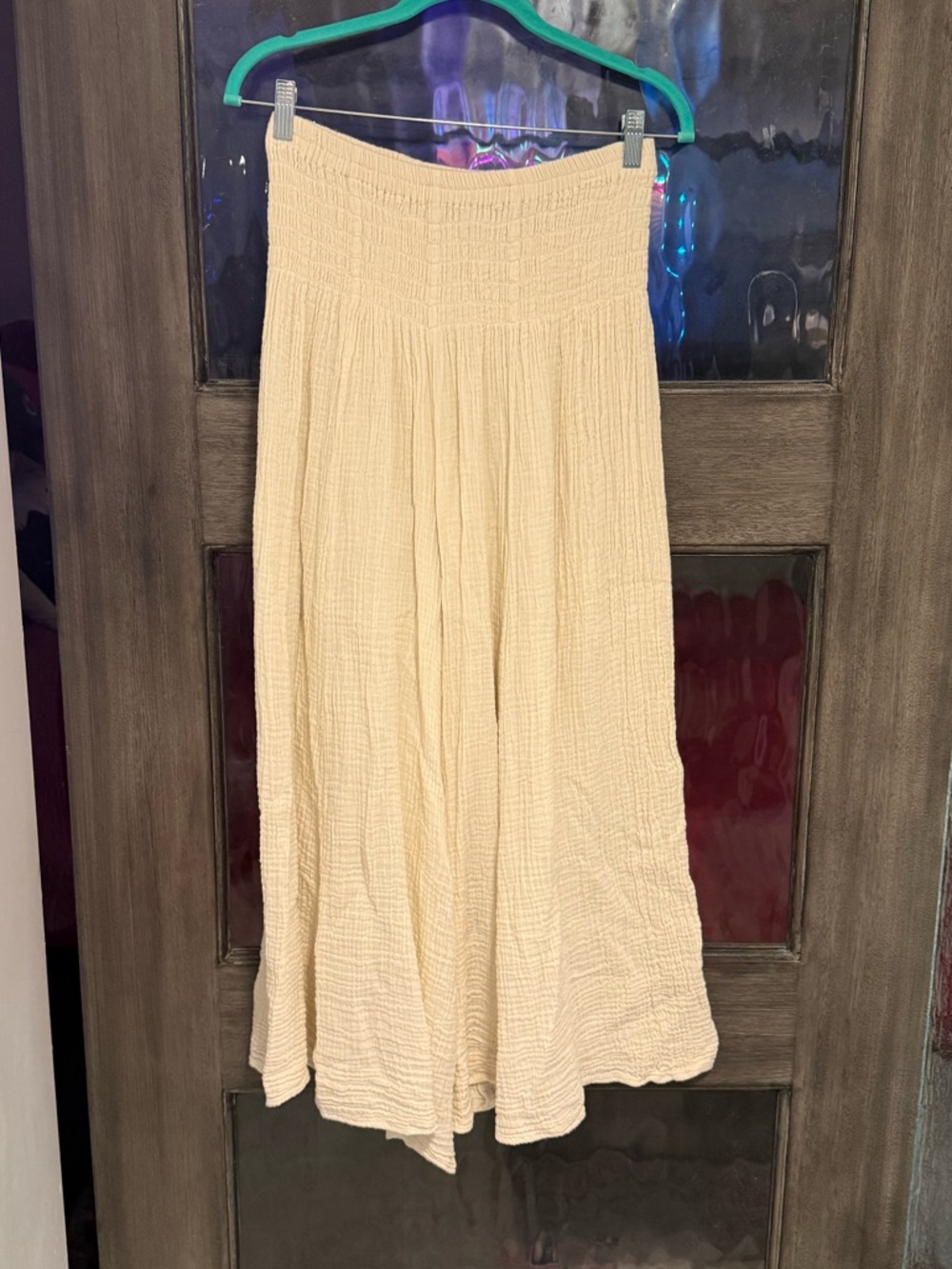 Sundance Cream Smocked Waist Maxi Pants - Women's size XL